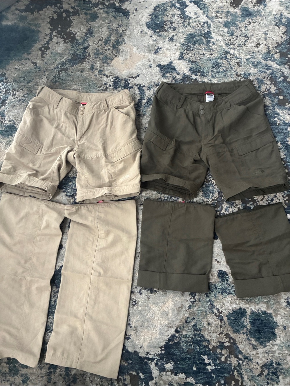 North face Convertible shorts/ capri Pants and Shorts Set - Beige & Olive